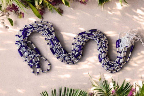 Waist Beads / Afrikaanse Heupketting - UKeke -  Blauw (Traditioneel niet-elastisch koord)