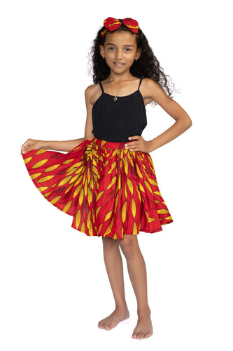 Jupe pour enfants + cravate avec noeud Rouge sunburst  ( 1 - 10 ans )
