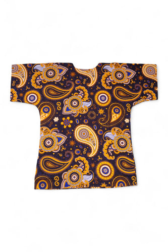 Marineblauw Geel Paisley Dashiki Shirt / Dashiki Jurk - Afrikaans shirt - Unisex