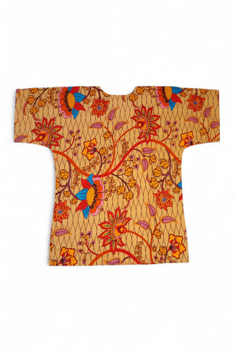 Beige & Oranje Botanical Flow Dashiki Shirt / Dashiki Jurk - Afrikaans shirt - Unisex