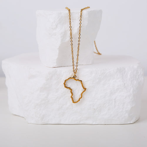 18k Gold plated Afrika ketting / hanger - Vergulde Afrika kaart halsketting Goudkleurig - Afrika continent vorm