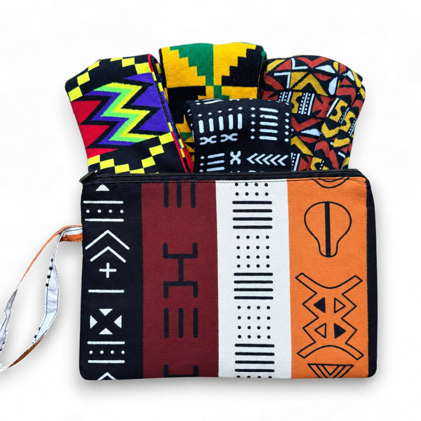 Afrikaanse sokken / Afro socks set OHENEBA met tasje - Set van 4