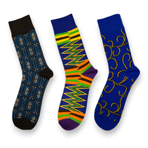 African socks / Afro socks / Set of 3 pairs - Blue