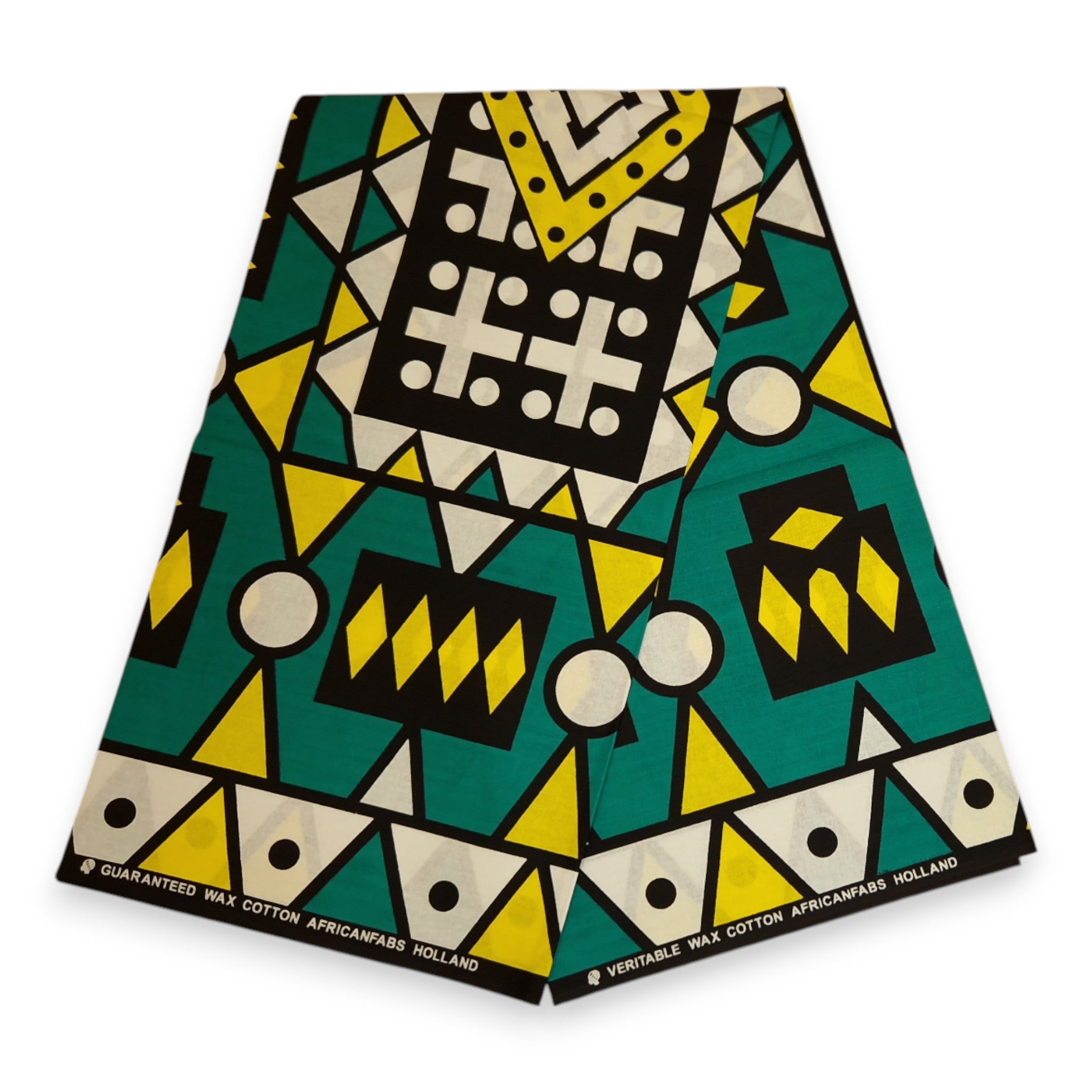 Turquoise Jaune Samakaka / Samacaca (Angola) - Tissu africain / tissu wax - 100% coton