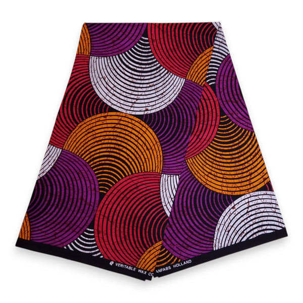 Haarband / Hoofdband voor Kinderen in Afrikaanse print - Oranje Paars Concentric Circles