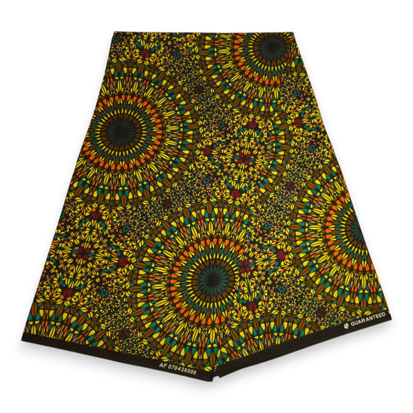 African Wax print fabric - Yellow Olive Savanna Sun - 100% cotton