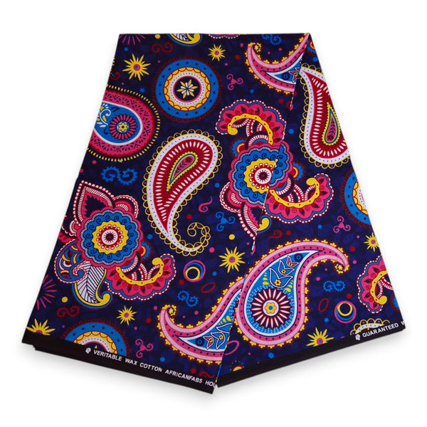 Afrikaanse Blauw Roze Paisley hoofddoek - headwrap