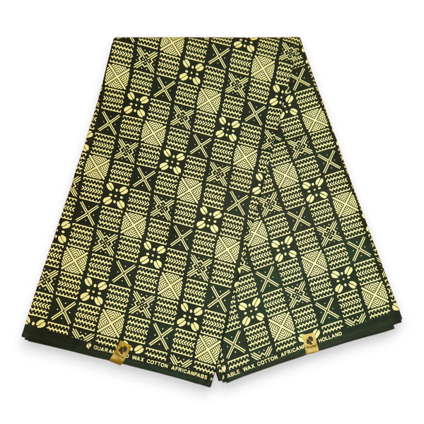Haarband / Hoofdband in Afrikaanse print - Groen Bogolan Grid