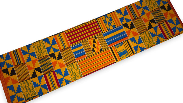 Afrikaanse wax print stof - Oranje Kente Print Blocks Ghana - 100% katoen