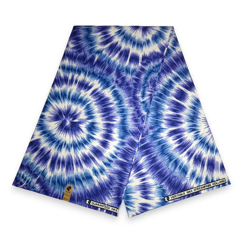 Afrikaanse print stof - Blauwe Tie Dye - 100% katoen