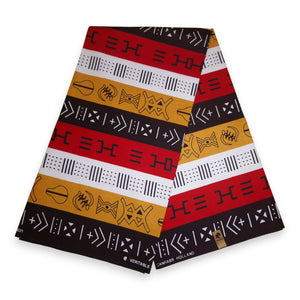 Afrikaanse Rode Bogolan Symbols / Mud cloth print stof - Traditioneel uit Mali 100% katoen