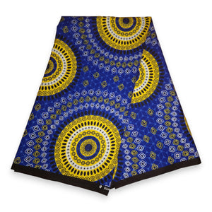 Afrikaanse print stof - Blauwe Dotted Patterns - 100% katoen