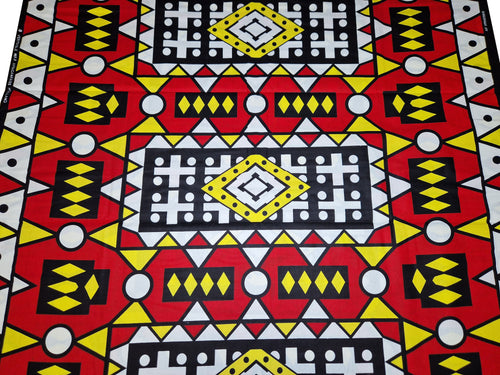 African print fabric - Red Samakaka / Samacaca (Angola) - 100% cotton