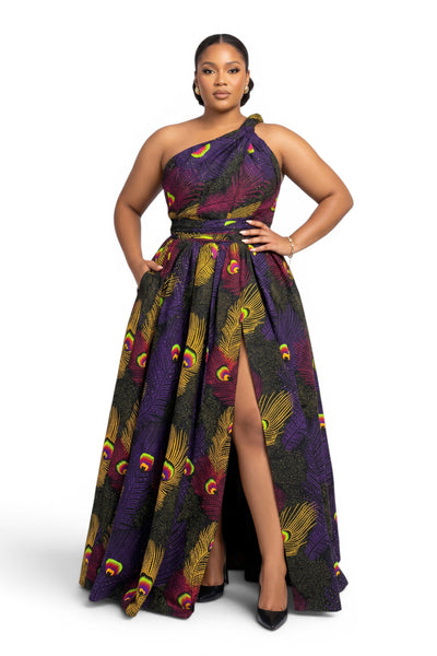 African Wax print fabric - Purple Yellow Royal Peacock - 100% cotton
