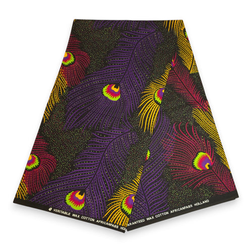 Afrikaanse hoofddoek Paars Geel Royal Peacock - headwrap