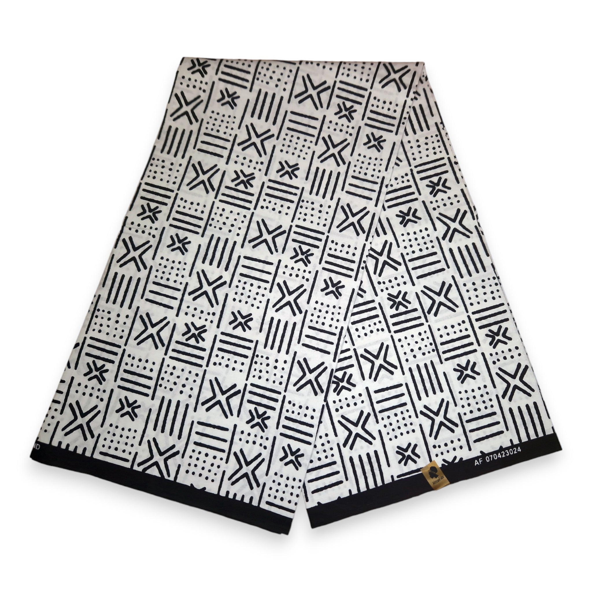 African White X Bogolan / Mud cloth print fabric / cloth (Traditional Mali)