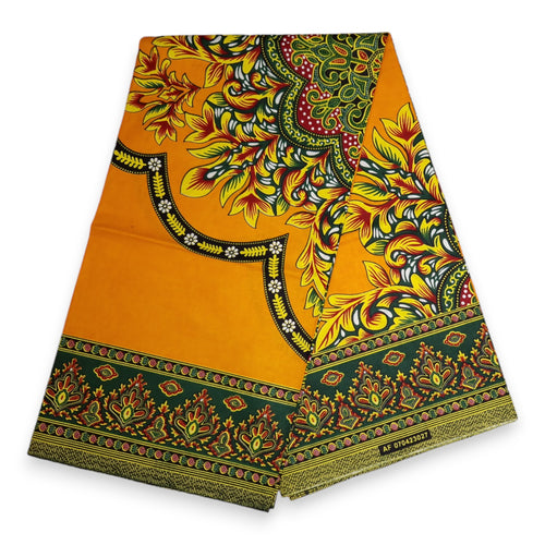 Jaune-Orange Java Design - Tissu africain / tissu wax Tissu Dashiki - 100% coton