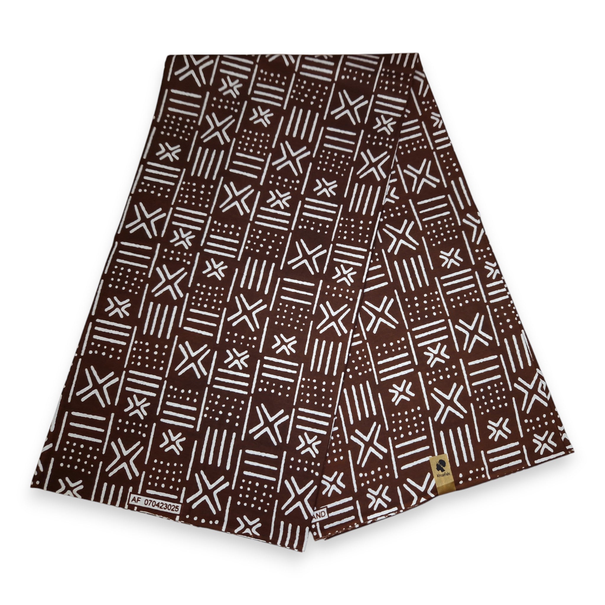 Afrikaanse Bruine X Bogolan / Mud cloth print stof - Traditioneel uit Mali 100% katoen