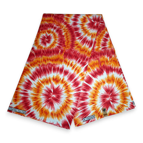 African print fabric - Orange Tie Dye - 100% cotton