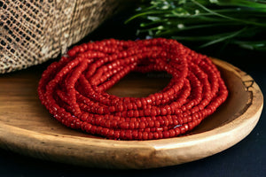 Waist Beads / Afrikaanse Heupketting - EKI- Rood (elastisch)