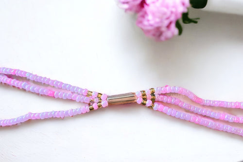 3 in 1 Waist Beads / Afrikaanse Heupketting - AME - Roze (elastisch)