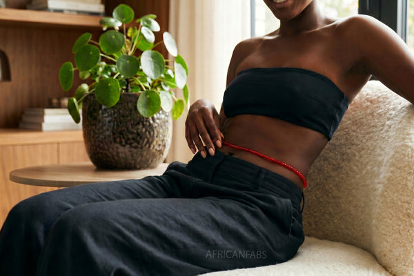 Baya Bijoux / Bine Bine / Waist Beads / Perles De Taille africaine - Abiémwénse - Rouge (non élastique)