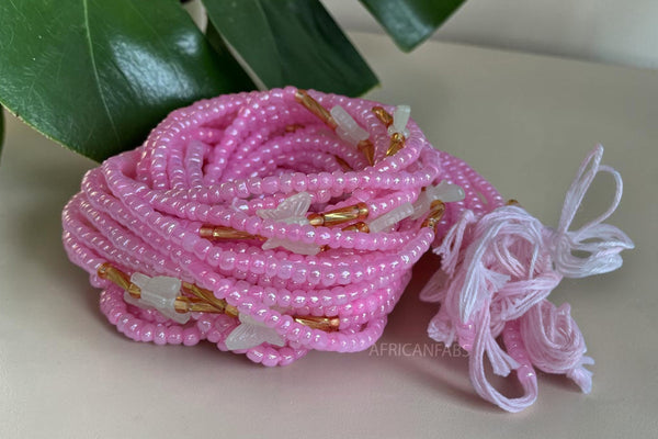 Waist Beads / African Hip Chain - Pink Butterfly Damilola (Traditional non-elastic string)