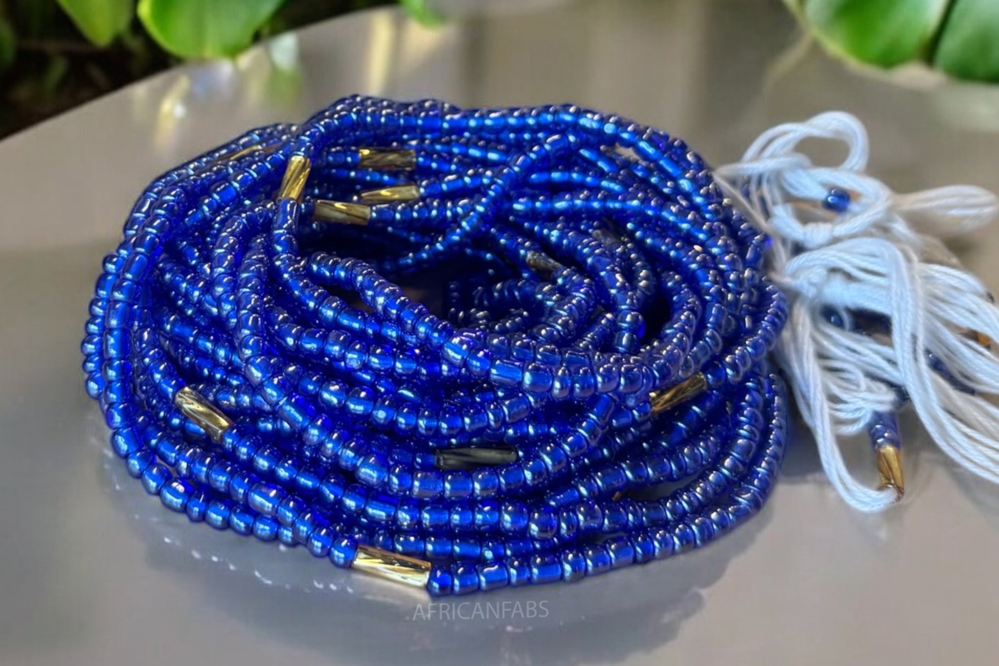 (Important: please read) Waist Beads / African Hip Chain - Blue XX (Traditional non-elastic string)
