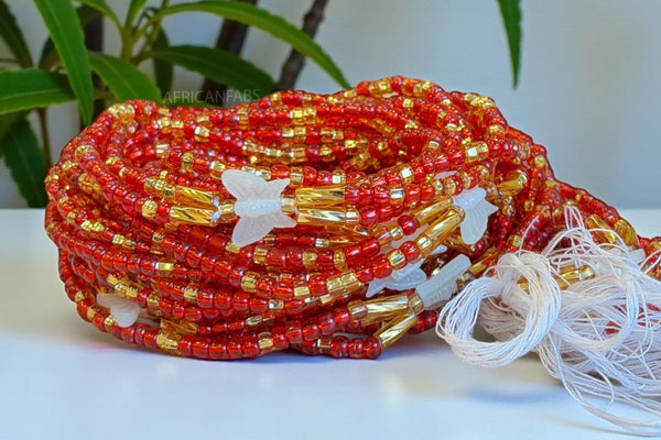 Baya Bijoux / Bine Bine / Waist Beads / Perles De Taille africaine - Osime - Rouge (non élastique)
