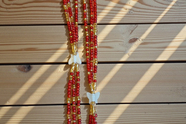 Baya Bijoux / Bine Bine / Waist Beads / Perles De Taille africaine - Osime - Rouge (non élastique)