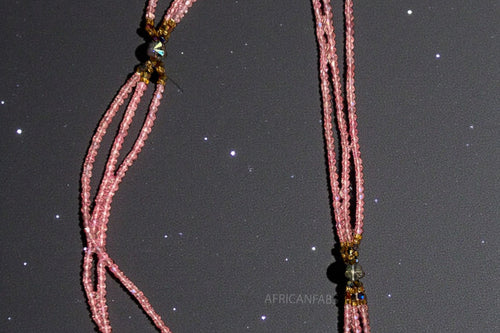 3 in 1 Waist Beads / African Hip Chain - Mami - Pink (Traditional non-elastic string)