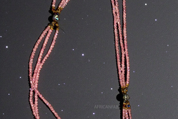 3 in 1 Waist Beads / African Hip Chain - Mami - Pink (Traditional non-elastic string)