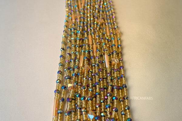 Baya Bijoux / Bine Bine / Waist Beads / Perles De Taille africaine - Or Crystal Abimbola (non élastique)