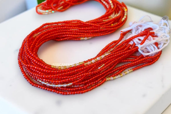 Baya Bijoux / Bine Bine / Waist Beads / Perles De Taille africaine - Rouge Anwuli (non élastique)