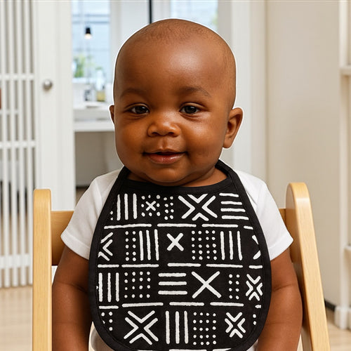 Afrikaanse print slabbetje - Zwart Wit X Bogolan (Unisex)