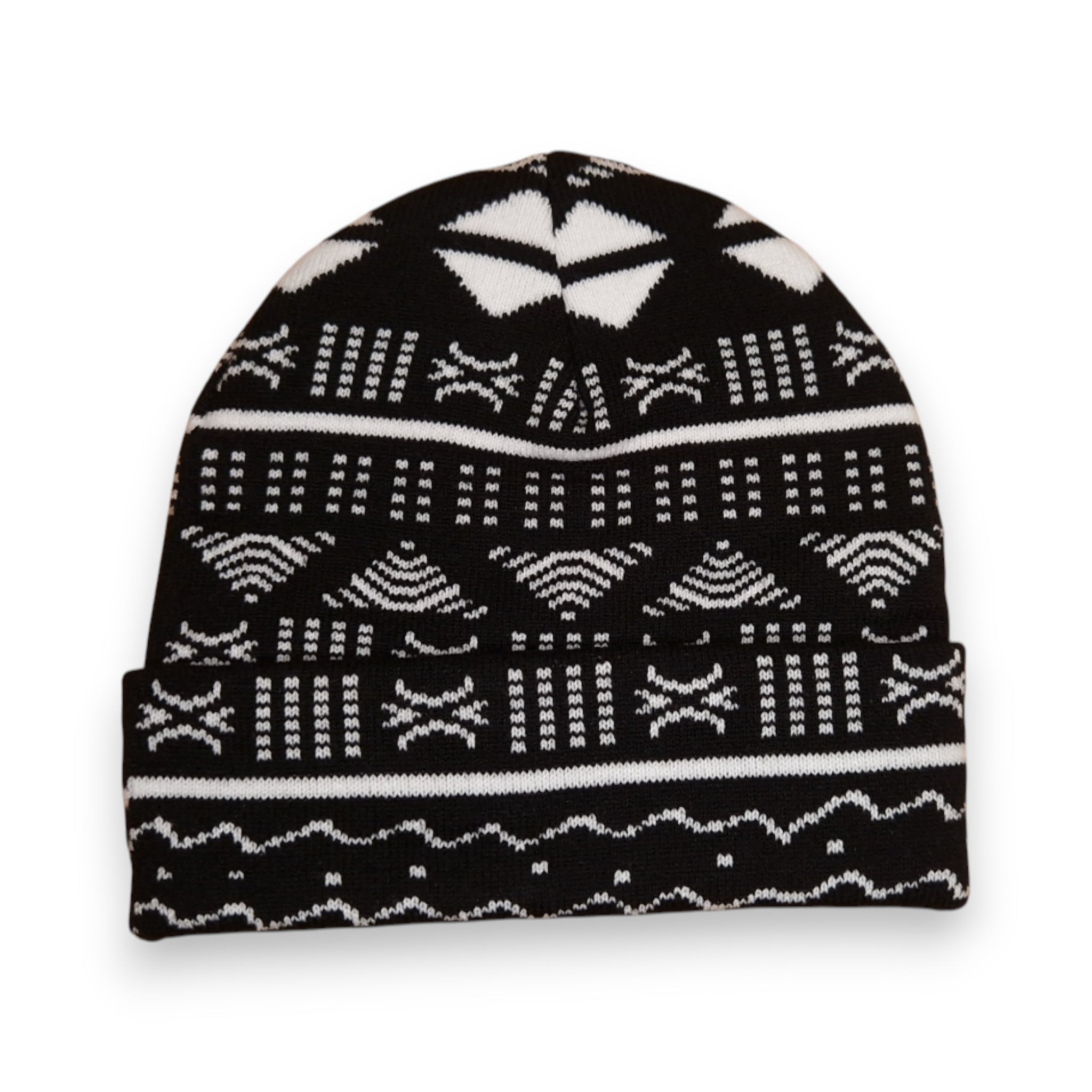African Print Beanie / Winter hat  - Black White Bogolan