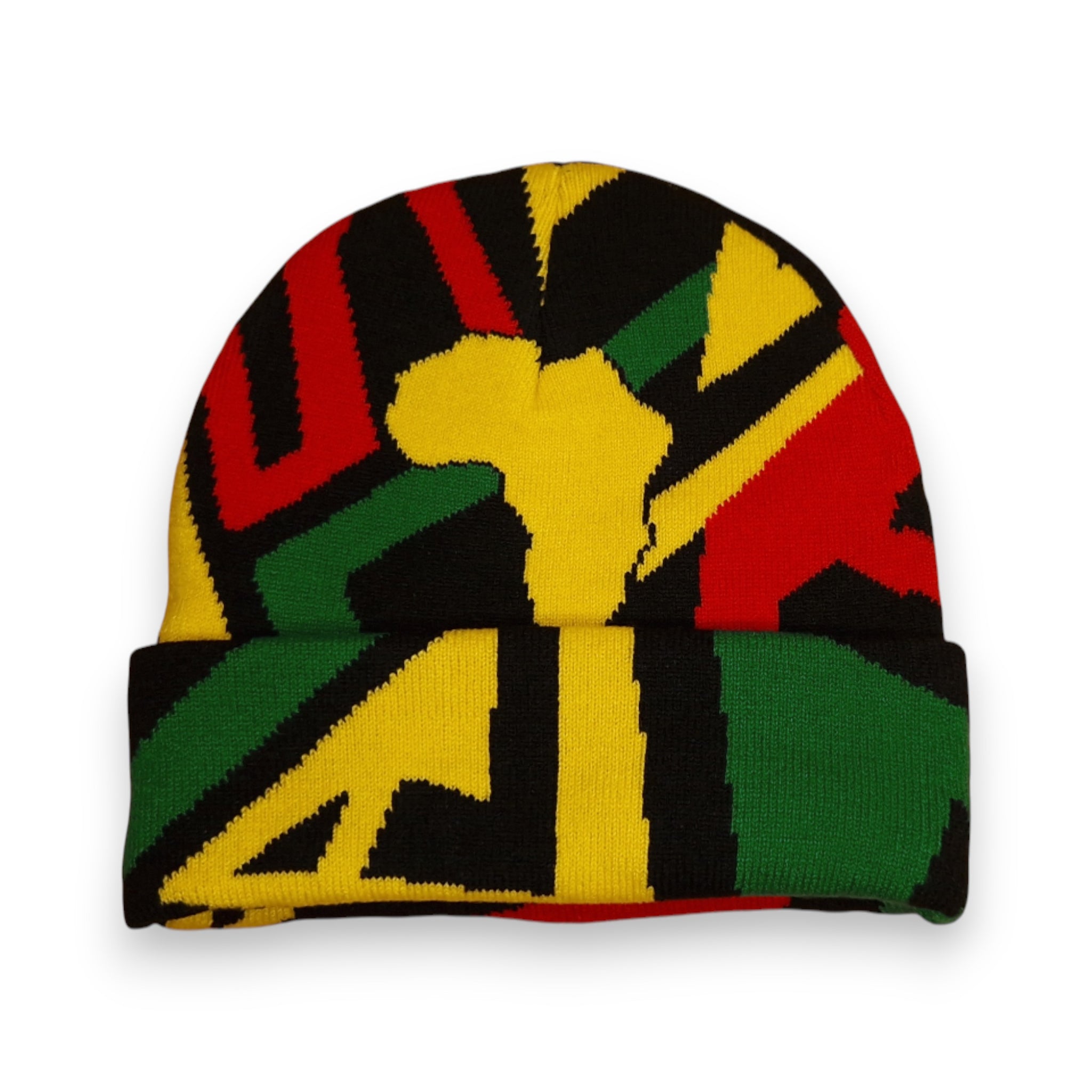 African Print Beanie / Winter hat  - Green Yellow Red Pan Africa