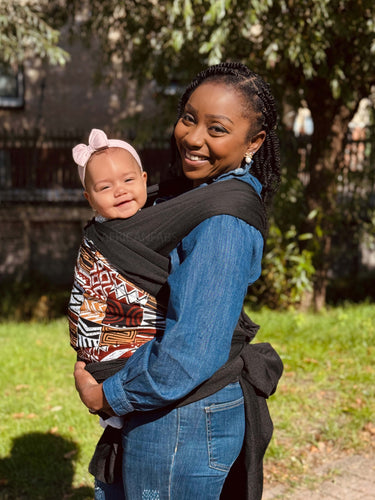African Print Baby Carrier / Baby sling / baby wrap - Brown Bogolan Mosaic