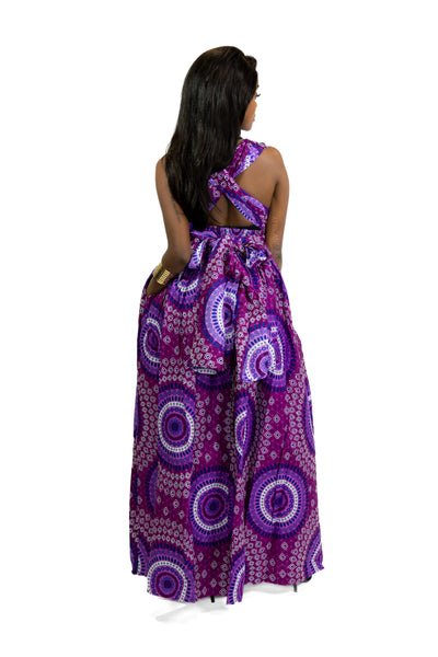 Afrikaanse print Paarse Dotted Patterns Infinity Multiway Maxi Jurk