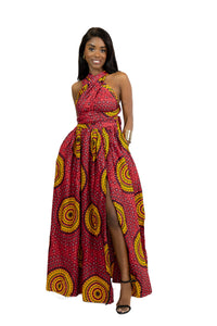 Afrikaanse print Rode Dotted Patterns Infinity Multiway Maxi Jurk