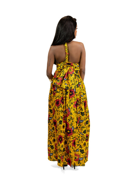 Afrikaanse print Gelb Flowers Infinity Multiway Maxi Jurk