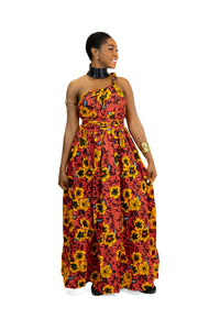 Afrikaanse print Rode Flowers Infinity Multiway Maxi Jurk