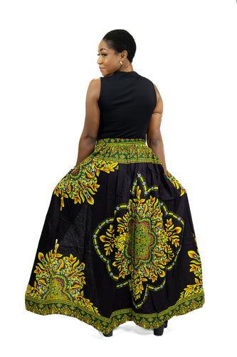 Afrikaanse print maxi rok - Zwarte Java Design