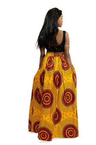 African print maxi skirt - Orange Dotted Patterns