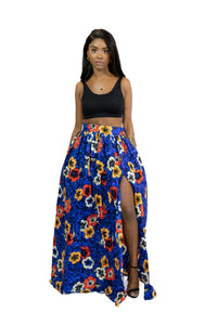 Afrikaanse print maxi rok - Blauwe Flowers