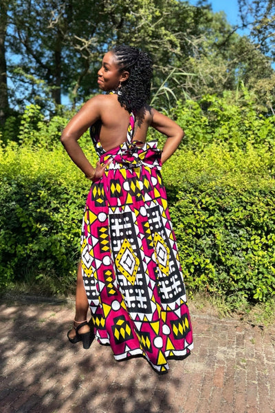 Afrikaanse print Infinity Multiway Maxi Jurk - Paarse Samakaka