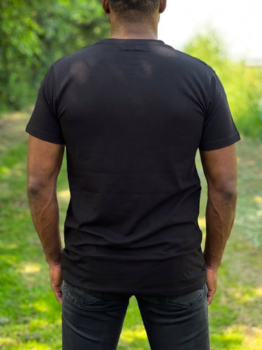 T-shirt with African print details - Burgundy Orange Bogolan Icons