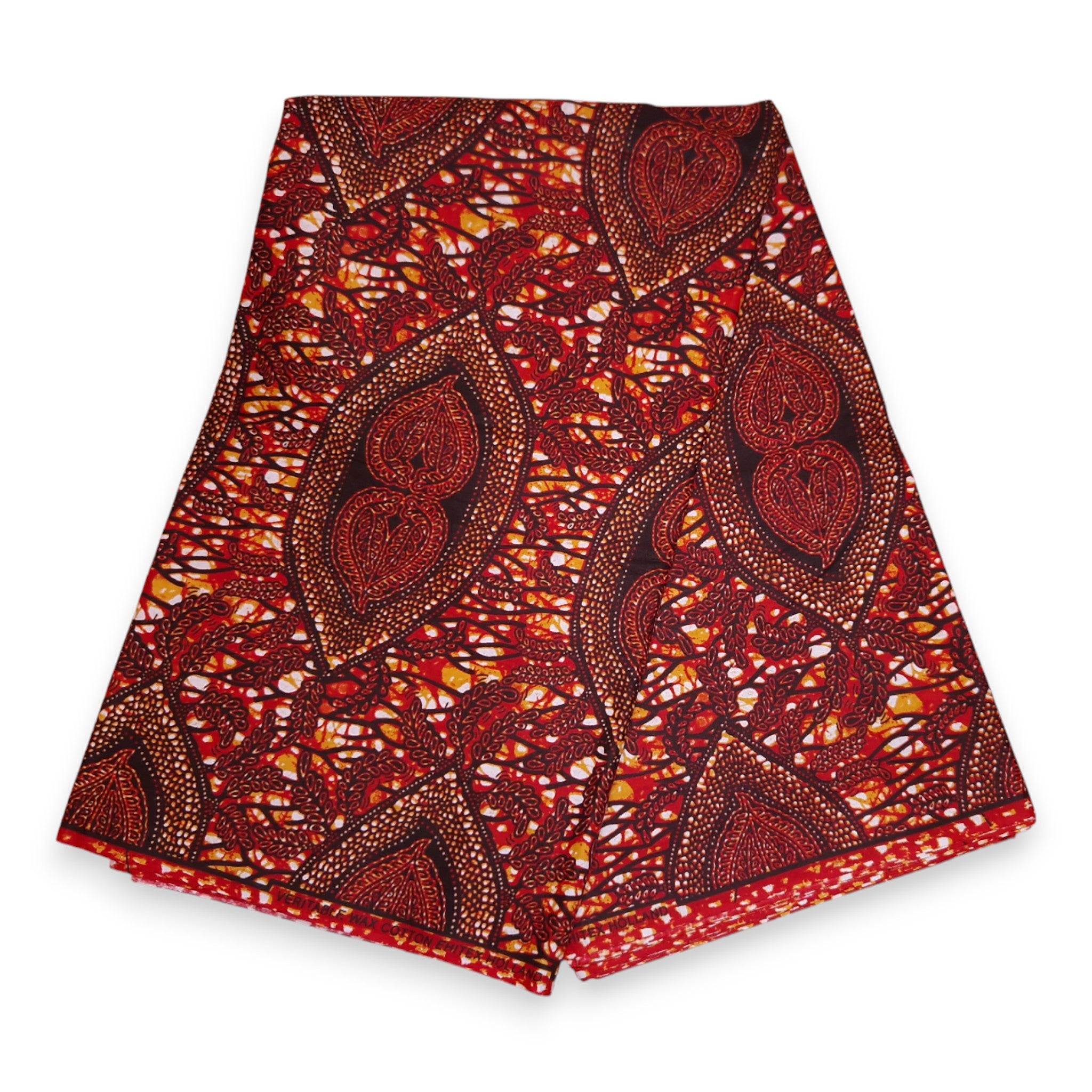 Afrikaanse print stof - Bruin Brons Hidden-Leaf-Relic - 100% katoen