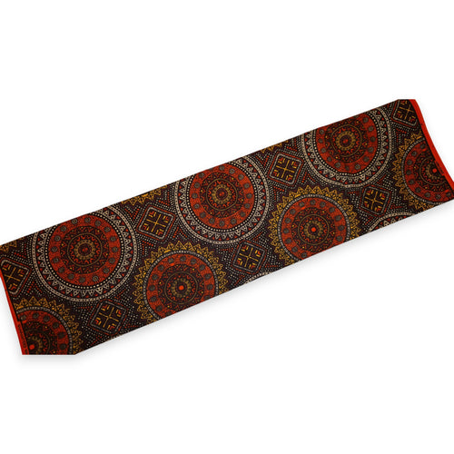Afrikaanse wax print stof - Oranje en Bruin Sacred Circle Patterns - 100% katoen