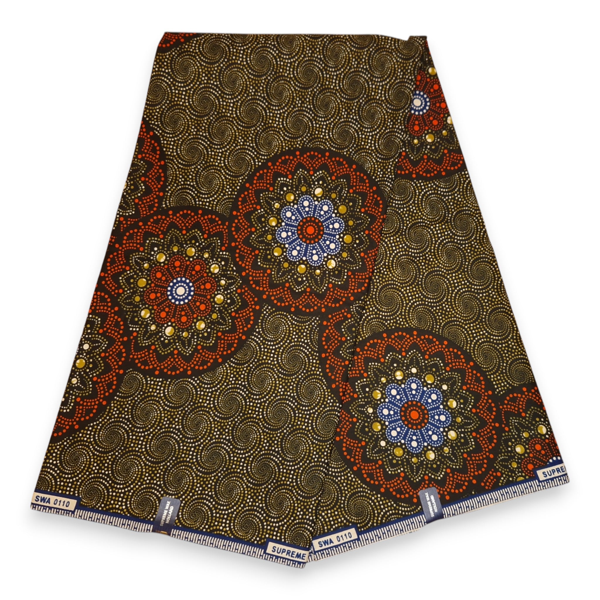 Afrikaanse stof - Oranje dotted print - 100% katoen